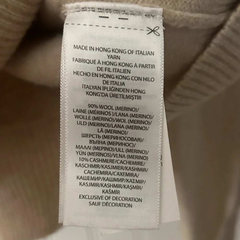 Polo by Ralph Lauren Men's Small Tan Beige Wool Cashmere Quarter Zip-Up Sweater - Picture 6 of 6